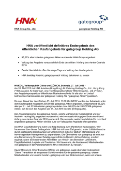 HNA ver&ouml;ffentlicht definitives Endergebnis des