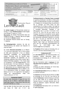 Pfarrbrief Titelblatt - Lennetal im pastoralen Raum Lennestadt