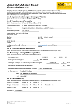 Grundlage dieser Ausschreibung ist das Reglement f&uuml;r ADAC