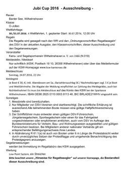 Jubi Cup 2016 - Ausschreibung