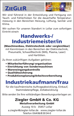 Handwerks-/ Industriemeister/in Industriekaufmann/frau