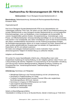 Kaufmann/frau für Büromanagement (ID: FB/16.10)