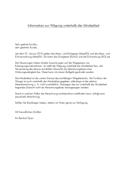 Information zur W&auml;gung unterhalb der Mindestlast