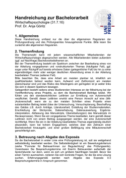 Handreichung zur Bachelorarbeit