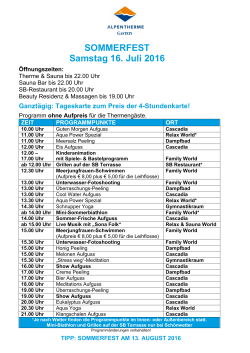 Programm Sommerfest 16. Juli