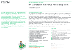 HR-Generalist mit Fokus Recruiting (w/m)