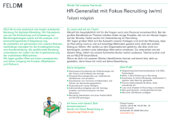 HR-Generalist mit Fokus Recruiting (w/m)