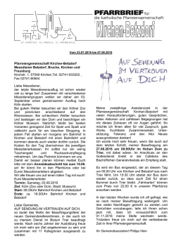 Gottesdienstordnung der Pfarreiengemeinschaft