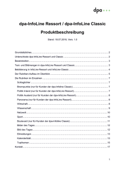 dpa-InfoLine Ressort / dpa-InfoLine Classic Produktbeschreibung
