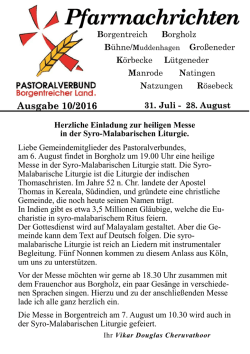 Pfarrbrief Nr. 10 2016 - Pastoralverbund Borgentreicher Land