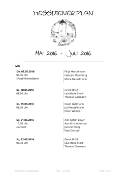 Juli 2016 - Messdiener