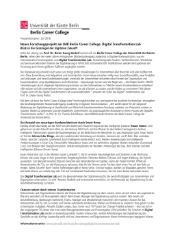 Neues Forschungsprojekt am UdK Berlin Career College: Digital