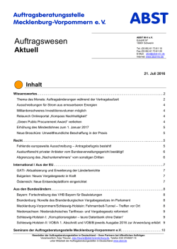 Informationsbrief Auftragswesen Aktuell