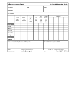 Dr. Ronald Zweiniger GmbH Arbeitsstundennachweis