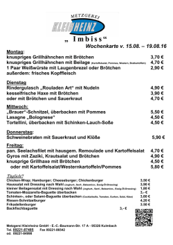 Wochenkarte - Metzgerei Kleinheinz