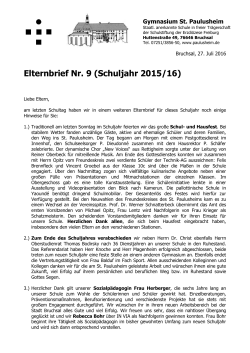 Elternbrief Nr.9 vom 27.7.2016 - Privates Gymnasium St. Paulusheim