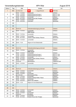 Veranstaltungen im August APH Wier