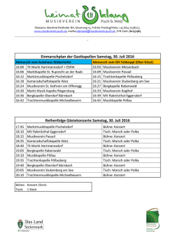 Einmarsch- Lageplan und Konzert
