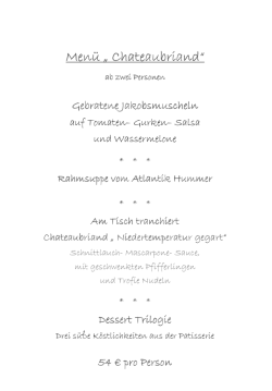 Chateaubriand Menue - Restaurant Freudenreich