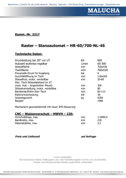 Referenzblatt zu RASTER Stanzautomat HR-60-700-NL-4S