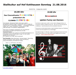Stallkultur auf Hof Kotthausen Sonntag 21.08.2016 19.00 Uhr