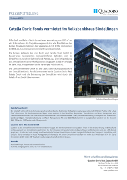 Catella Doric Fonds vermietet im Volksbankhaus