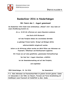 Bundesfeier 2016 in Niederhünigen