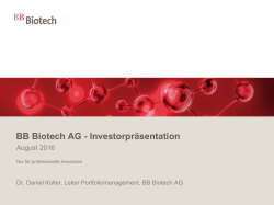 BB Biotech AG - Investorpräsentation