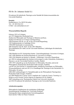 PD Dr. Dr. Johannes Seidel SJ - Theologische Fakultät Paderborn