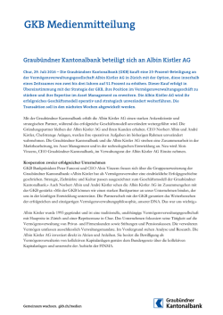 GKB Medienmitteilung - Graub&uuml;ndner Kantonalbank.