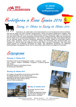 Herbstferien in Rosas Spanien 2016