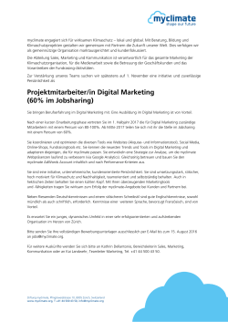 Projektmitarbeiter/in Digital Marketing (60% im