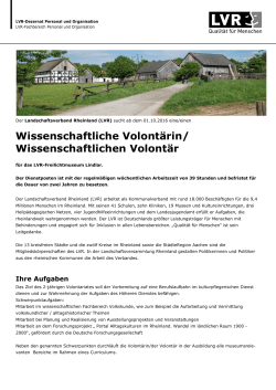 Volontariat Lindlar - Abteilung Kulturanthropologie/Volkskunde