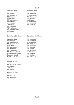 Sheet1 Page 1 Bezirksliga Herren Bezirksliga Damen TSV