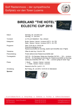BIRDLAND "THE HOTEL" ECLECTIC CUP 2016