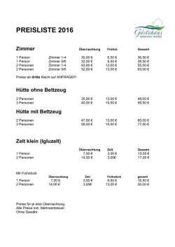PREISLISTE 2016