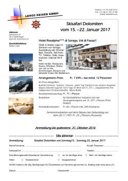 Skisafari Dolomiten vom 15. –22. Januar 2017