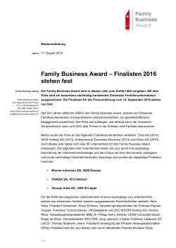 Medienmitteilung  - Family Business Award