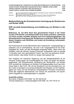 Medienmitteilung der Schweizerischen Vereinigung der - svr