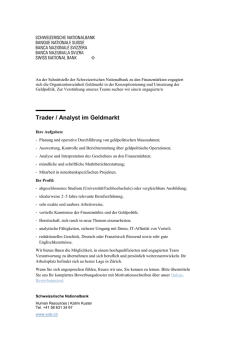 Händler/in / Analyst/in im Geldmarkt