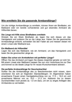 Page 1 Wie ermitteln Sie die passende Armbandlänge? Um die