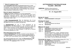 Gottesdienstordnung vom 01.08. &ndash; 21.08.2016
