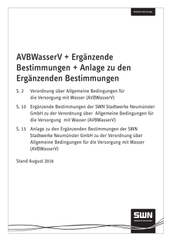 AVBWasserV + Ergänzende Bestimmungen + Anlage zu den
