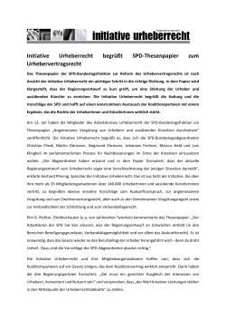 Ini Urheberrecht zum SPD-Thesenpapier zum Urhebervertragsrecht