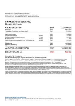 FINANZIERUNGSBEISPIEL Beispiel Wohnung