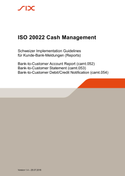 ISO 20022 Schweizer Implementation Guidelines Cash Management