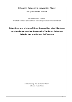 Hausarbeit: R&auml;umliche und wirtschaftliche Segregation