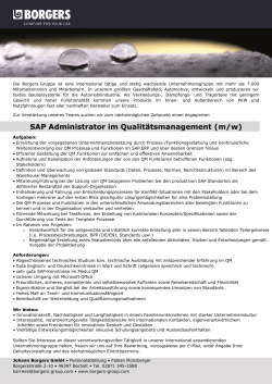 SAP Administrator im Qualitätsmanagement (m/w)