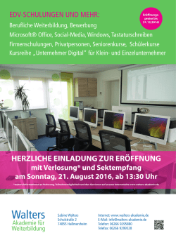 Herzliche Einladung zur Er&ouml;ffnung
