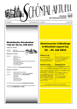 Sindeldorfer Stra&szlig;enfest vom 22. bis 24. Juli 2016